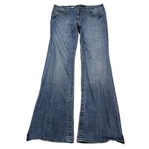 Infusion Pants Womens 12 Blue Denim Faded Mid Rise 5 Pocket Design Flared Jeans